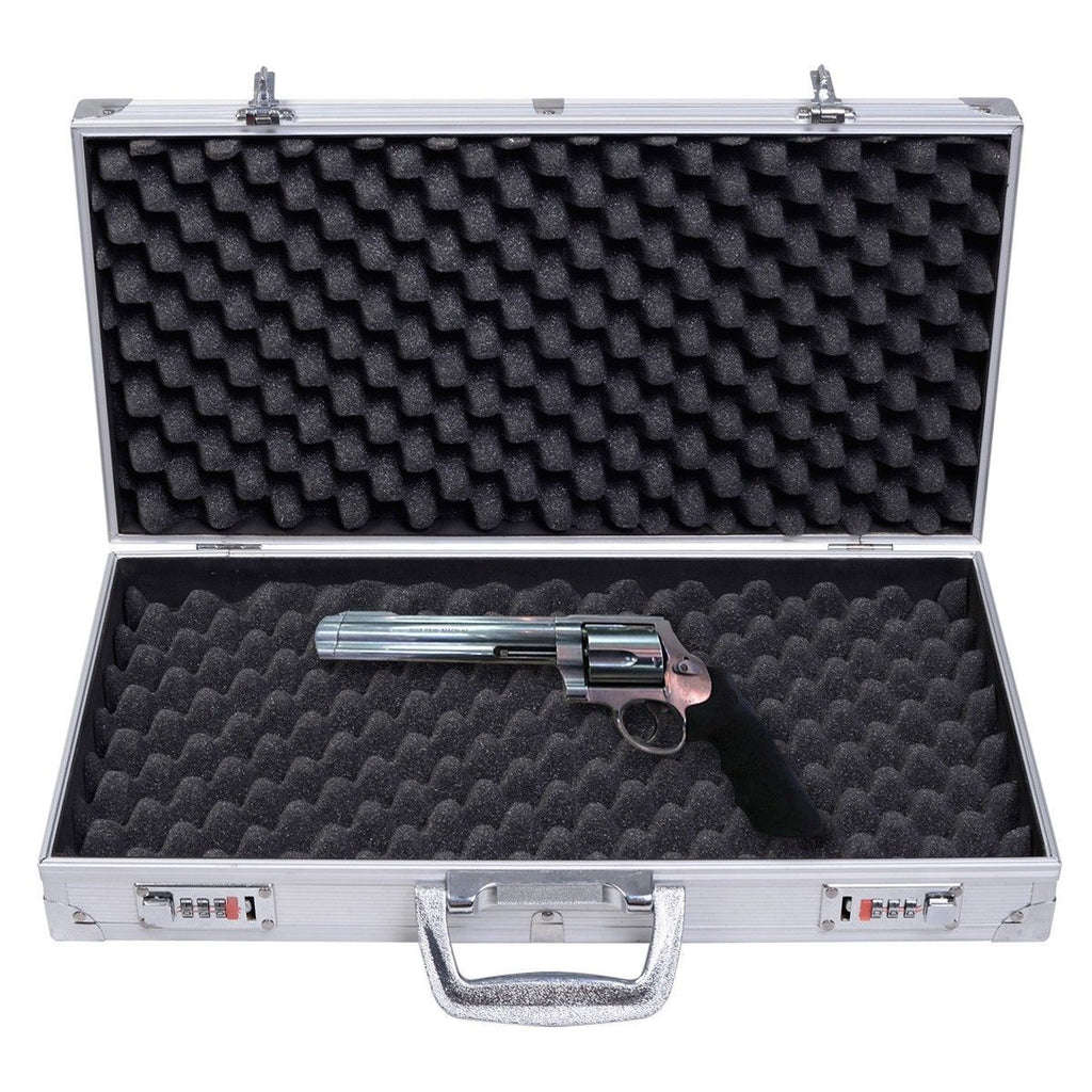 Malette Rigide Pour Pistolet En Aluminium Malette Arme De Poing Stockage Rembourrage Coloris Argenté
