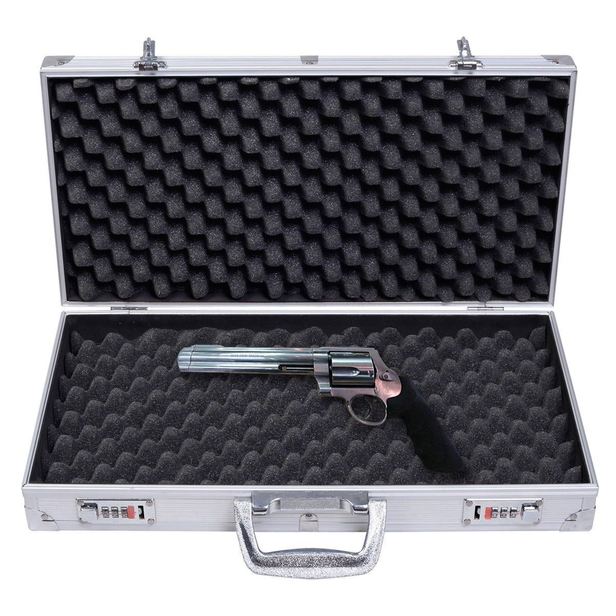 Malette Rigide Pour Pistolet En Aluminium Malette Arme De Poing Stockage Rembourrage Coloris Argenté