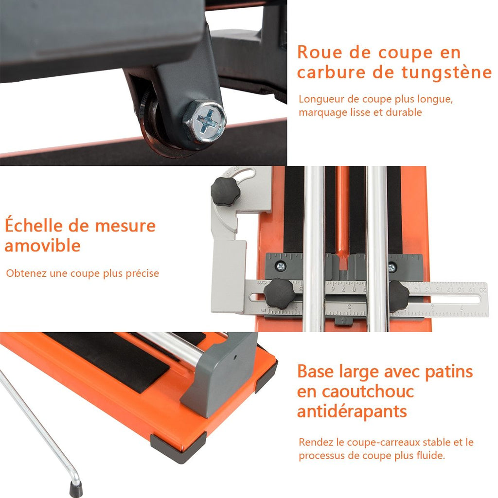 Coupe Carrelage Manuel Longueur De Coupe 610Mm Découpeuse En Céramique Épaisseur De Coupe 5-12Mm Angle Réglable 0°-60°