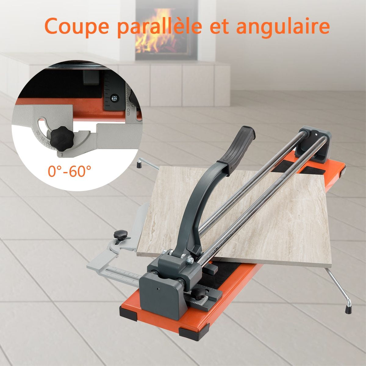 Coupe Carrelage Manuel Longueur De Coupe 610Mm Découpeuse En Céramique Épaisseur De Coupe 5-12Mm Angle Réglable 0°-60°